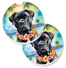 Cane Corso Luau Set of 2 Cup Holder Car Coasters Dac6398Carc