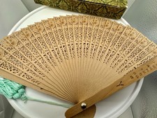 VINTAGE JAPANESE KIMONO FOLDING FAN SANDALWOOD NIB