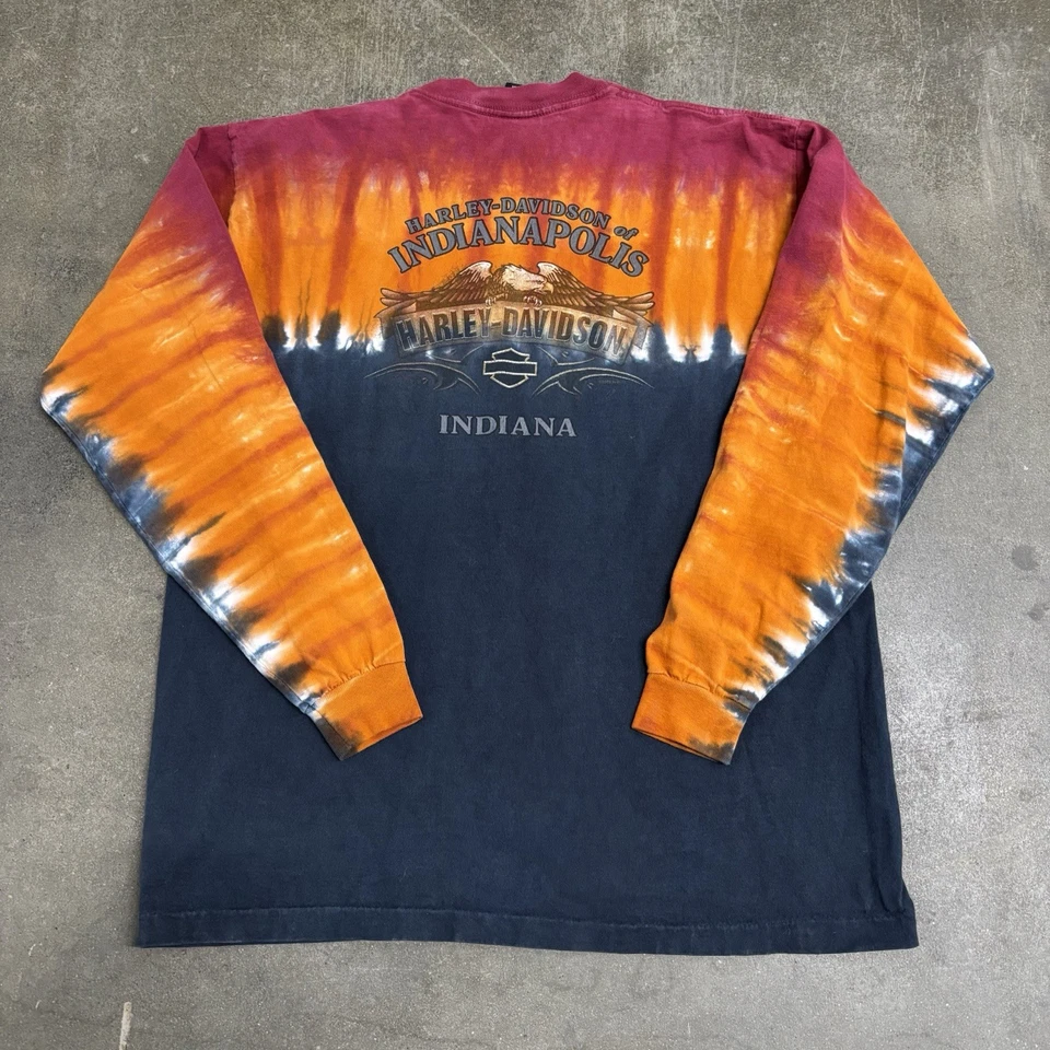 Camisa vintage Harley Davidson manga larga tie dye puntada única talla mediana Foto 2 de 4