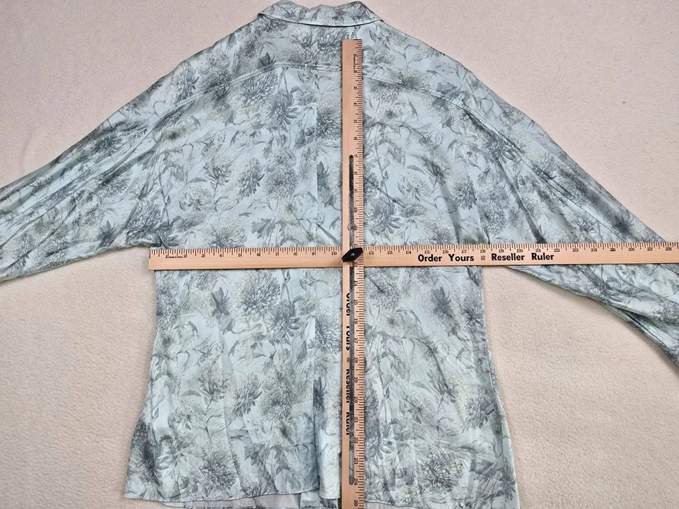 Женская блузка Vince 100% шелк на пуговицах средний цветочный узор - Изображение 4 из 4