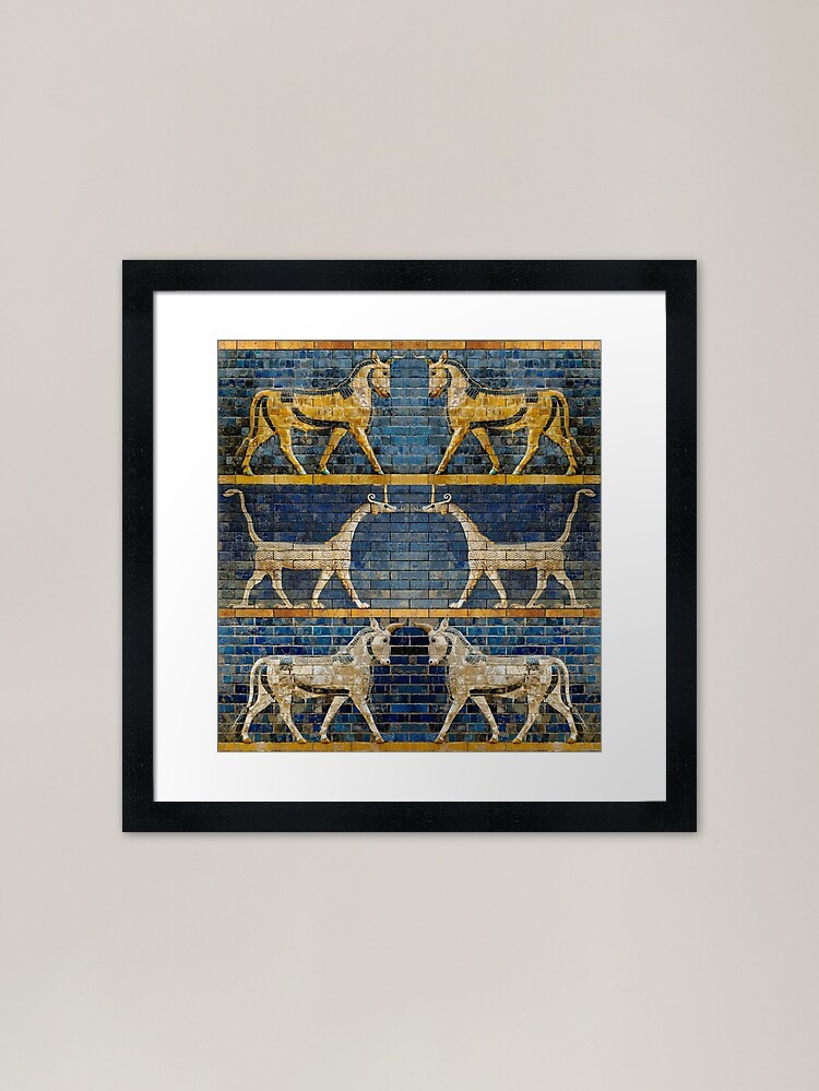 Babylonian Aurochs and Dragon Confr Framed Wall Art Poster Canvas Print Picture