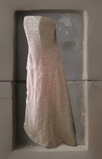 CARMEN MARC VALVO signature Cappuccino Tan Lace straples EVENING WEDDING GOWN 10