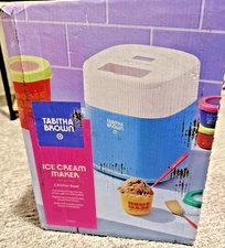 Tabitha Brown Ice Cream Maker 1.5qt Electric 3 Preset Light Blue Brand New inBox