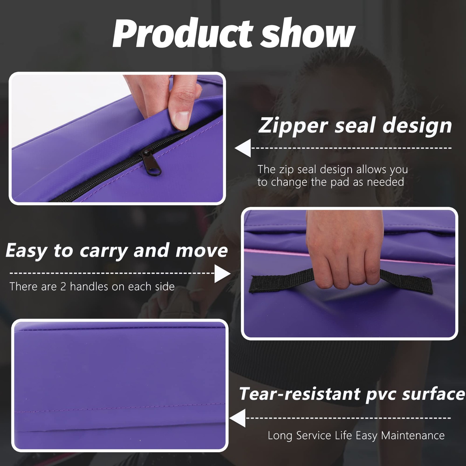 BestMassage Gymnastics Tumbling Mats Incline 48"x24" lnch Tumbling Mat Foldin...