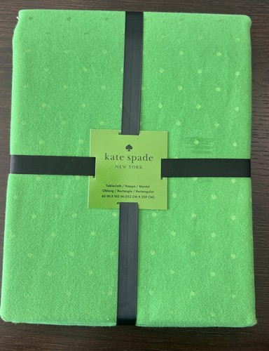 Kate Spade GREEN LARABEE DOT TABLECLOTH ELEGANT 60”x 102" OBLONG - New