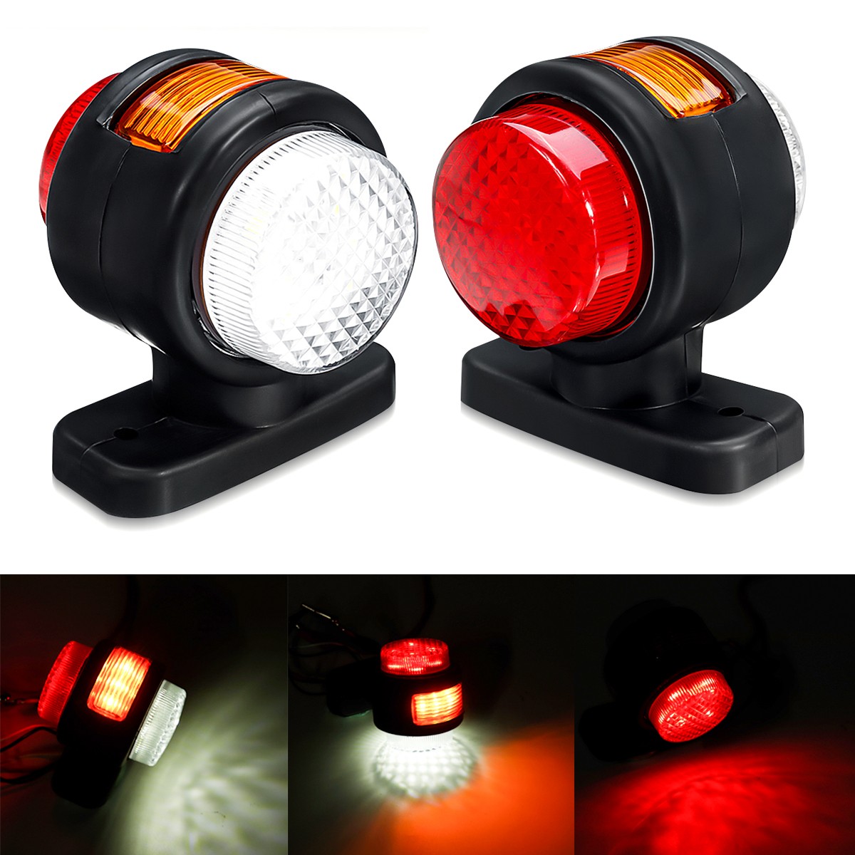 2X 12V 24V LED Outline Front Side Rear Marker Lights Truck Lorry Trailer Camper
