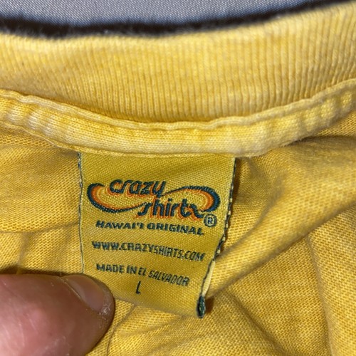 Crazy Shirts Hawaii Rooster KAUAI Pineapple Yellow Shirt Men's Size Large BinD - Foto 3 di 7