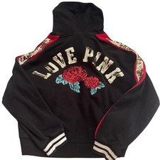 Victoria s Secret PINK Hoodie Small VS 2017 Fashion Show Sequined Roses Bling LE