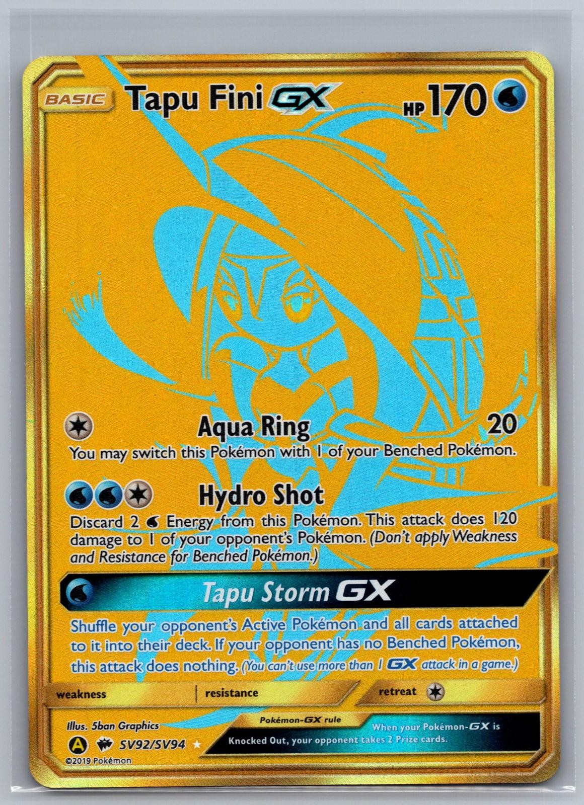 Tapu Fini GX SV92/SV94 Secret Rare Hidden Fates Shiny Vault Pokemon Holo NM