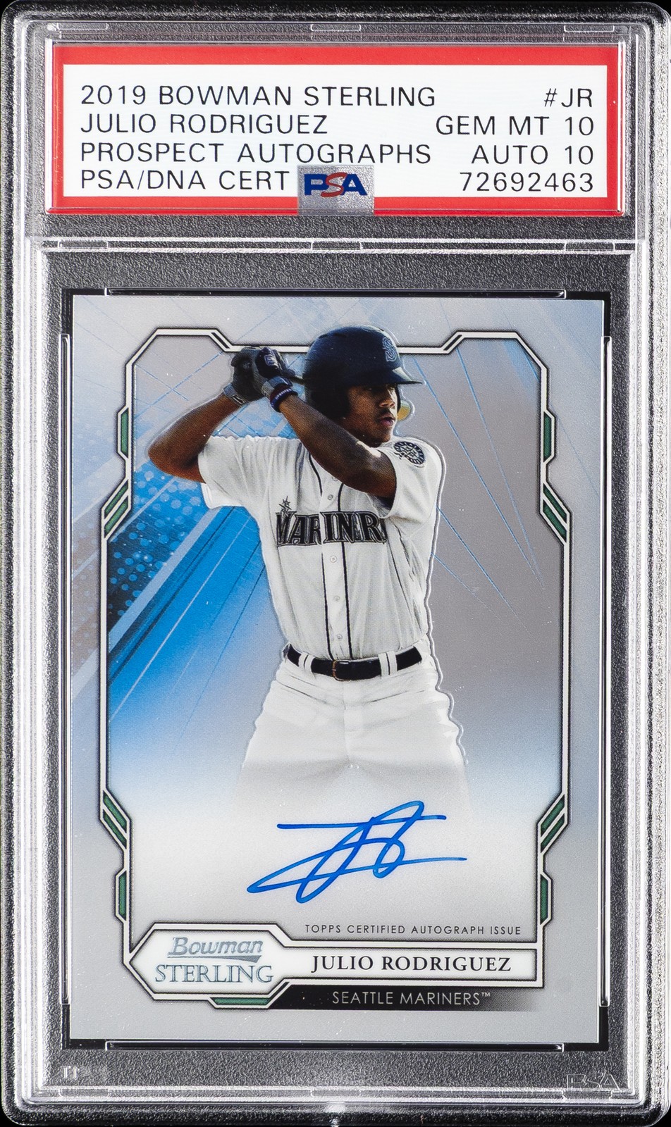 2019 BOWMAN STERLING PROSPECT AUTOS #JR JULIO RODRIGUEZ PSA 10 AUTO 10