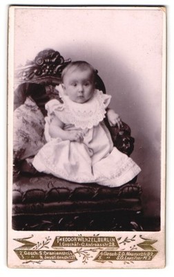 Photograph Theodor Wenzel, Berlin, Andreasstr. 28, cute toddler in white class 