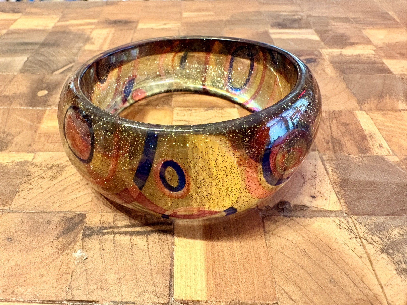 Wide Lucite Bangle Bracelet translucent yellow wi… - image 10