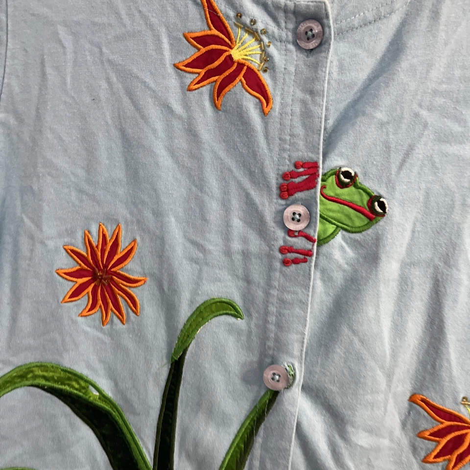 Top Michael Stars Mujer Abotonado Azul Geométrico Mediano Algodón Manga Corta Foto 4 de 4