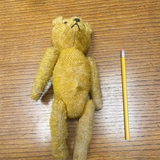 Vintage Jointed Teddy Bear Small Yellow Mohair Stuffed Animal