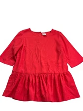 Vero Moda Bright Red Peplum Top Size XS Button Back