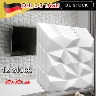 Gaming Zimmer Wand Deckel 12 Stücke 3D Wall Panels 30×30CM 3D Optik Diamant