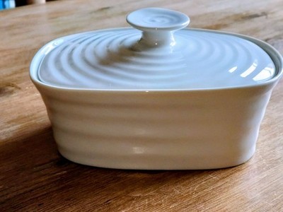 NEU SOPHIE CONRAN PORTMEIRIOM ELFENBEIN OVAL BUTTERDOSE MIT DECKEL 1. QUALITÄT PERFEKT!