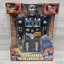 Turbo Fighter Walking Robot Toy 15" Cybotronix Hap-P-Kid 2006 Realistic Movement