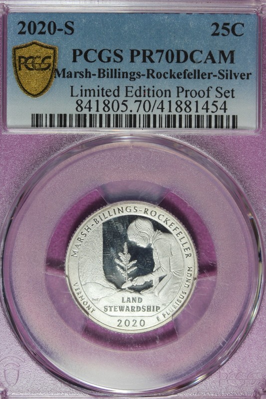 2020 S PCGS PR70DCAM MARSH BILLINGS ROCKEFELLER SILVER WASHINGTON QUARTER#B52305