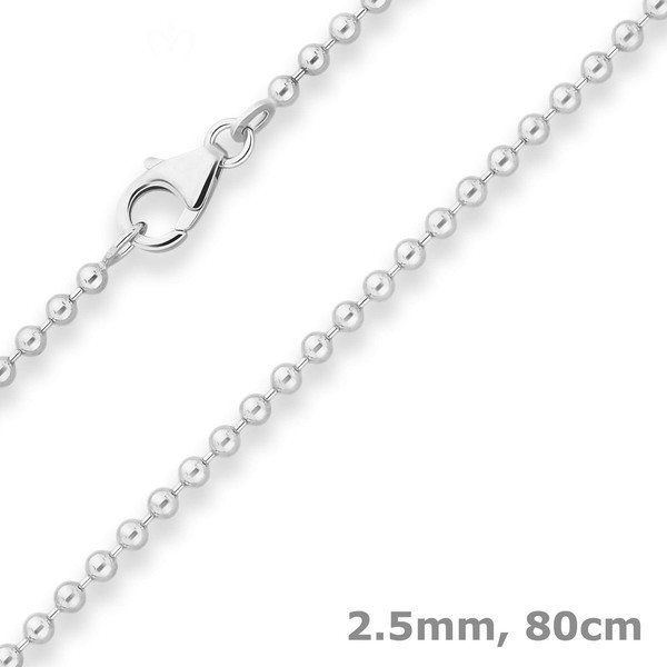 2,5Mm Kugelkette Silberkette Collier Halskette Aus 925 Silber 80Cm-image