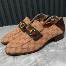 Gucci Brixton Jordaan Horsebit Loafers GG Monogram Canvas 7 G or 7.5 US 41 EUR