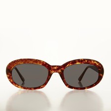 Mod 90s Oval Simple Sunglasses Golden Brown - Lilia