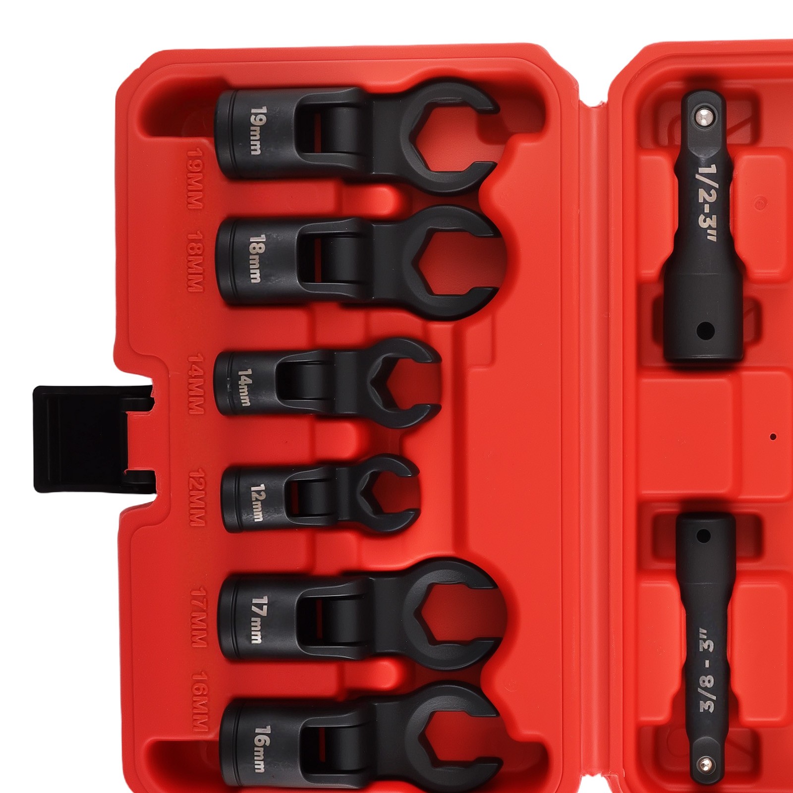 Crow Foot Wrench Set 12-19mm Flare Nut Line Wrench for Brake Fuel Lines 1/2 3/8