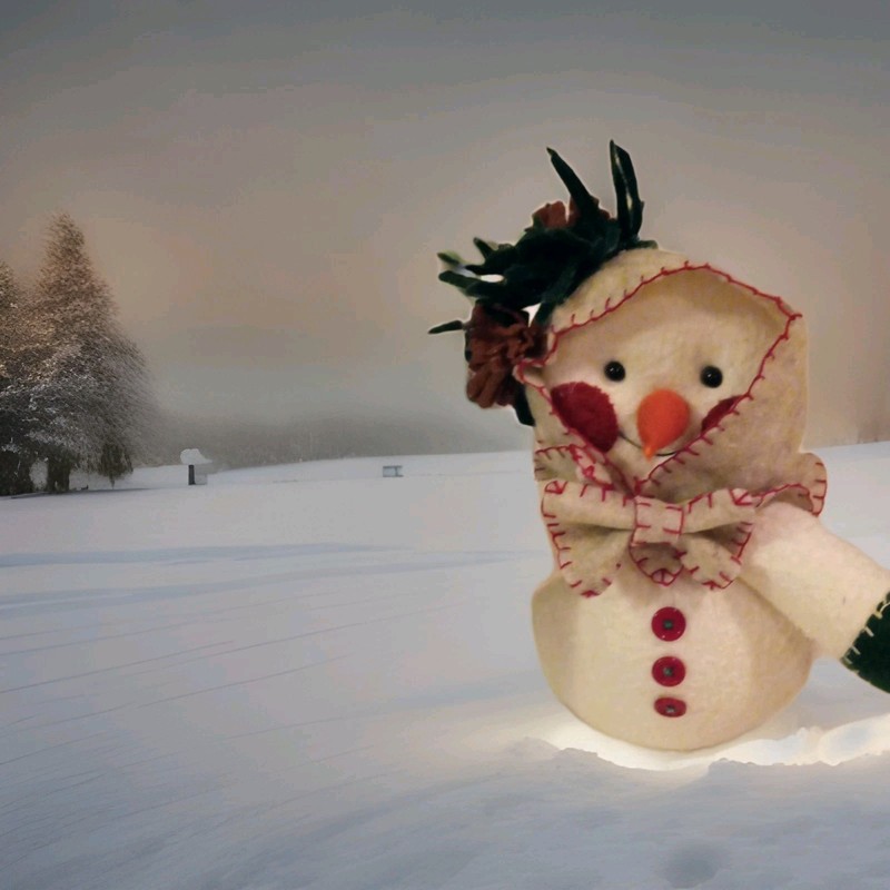 HANDMADE CHRISTMAS SNOWWOMAN FELT RUSTIC FARMHOUSE COUNTRY WINTER  FREESTANDING 