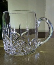 Crystal tankards 9.5cm hand cut diamond cross 350ml superb condition throughout 