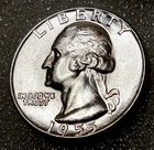 🟅 BU/UNC 1955 90% Silver Wash. 25¢ - 71-Year-Old Coin
