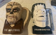 (2) 1981 Vintage Universal Monsters Wolfman Frankenstein Monsters Mugs in BOX