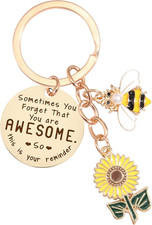 Sunflower Keychains Inspirational Gifts for Women - Motivational Keyring Friends
