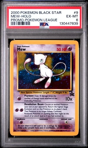 2000 POKEMON PROMO BLACK STAR POKEMON LEAGUE #9 MEW-HOLO PSA 6