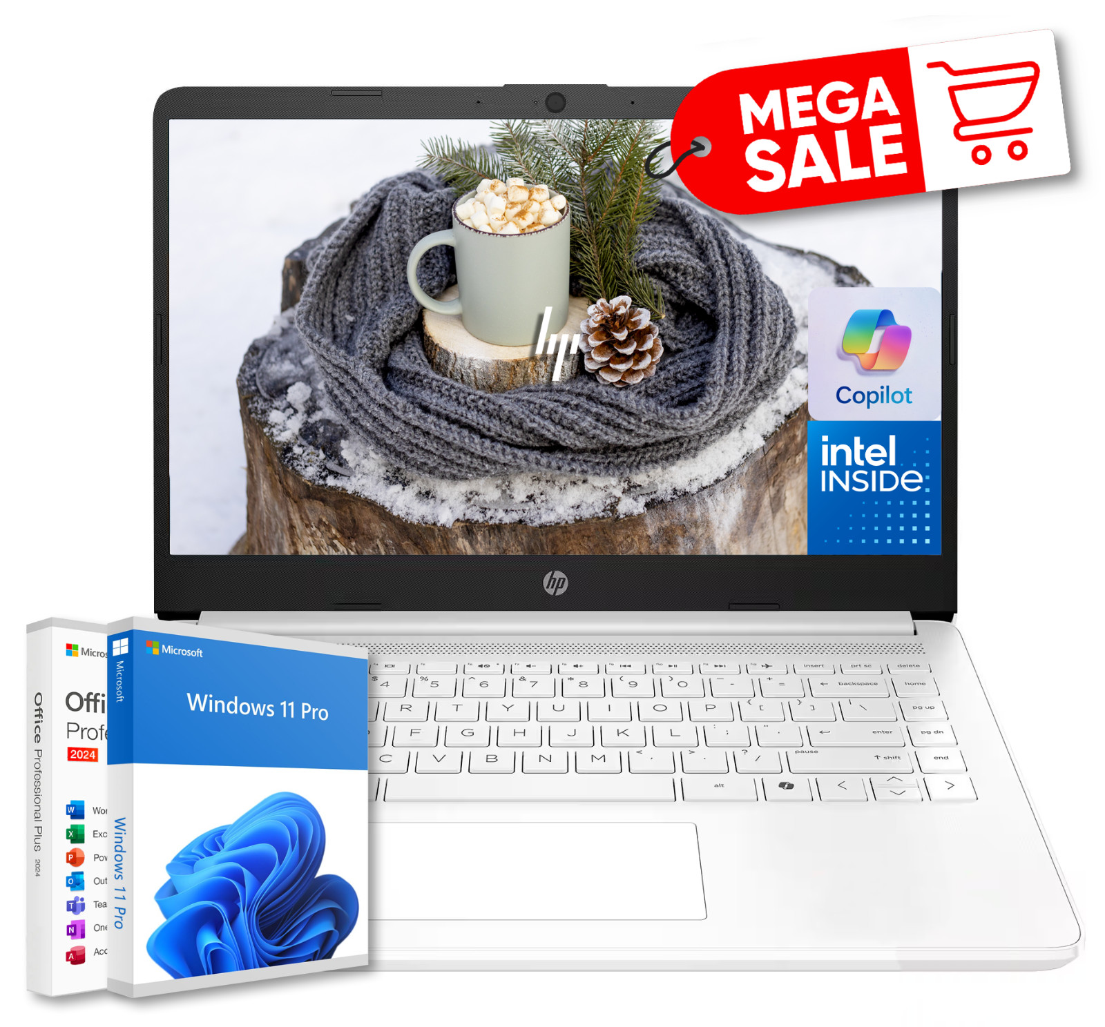 HP Laptop Computer 14 Intel CPU 8GB RAM & 628GB Storage Office 2024 - Open Box