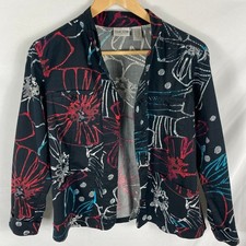 Chicos Floral Printed Black Jacket Size 0 / Small