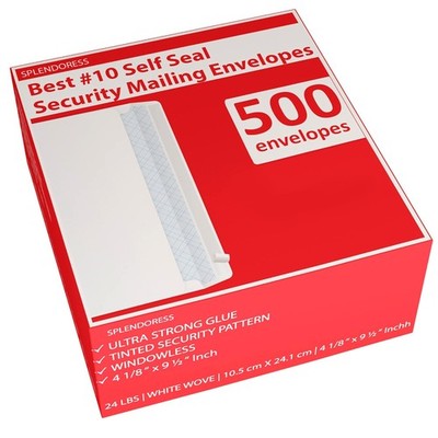 #10 Envelopes, 500 Business Mailing Security Peel and Sealing Envelope