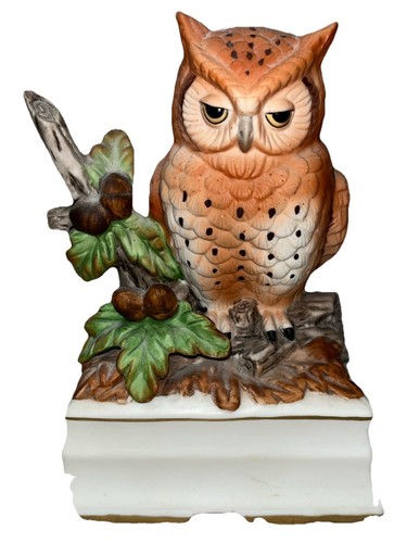 Porcelain Music Box with an Owl by Towle - Afbeelding 1 van 2