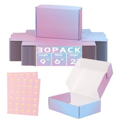Derzifun 30 Pack 9X6x2 Inch Corrugated Packaging Mailer Boxes, Purple 