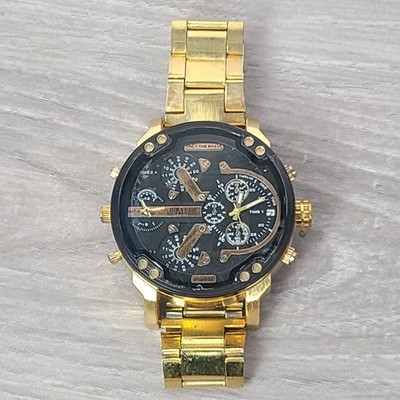 Diesel DZ 7333 Mr. Daddy 2.0 Oversized Chronograph Dial Black Gold Band 57mm