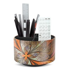 Round Leather Art Supply Organizer,Remote Control Holder,360 Degree Rotating,...