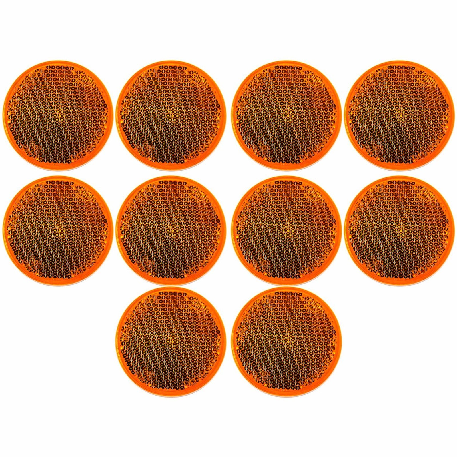 2" Inch Round Amber Reflector Adhesive Bike,Trailer,Truck, Boat, Mailbox-Qty 10