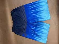 Under Armour Boys YXL Blue Black Athletic Mesh Shorts Elastic Waist Geometric