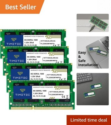 High-Performance 32GB RAM Kit 4x8GB   1600MHz, PC3L-12800 Memory Module