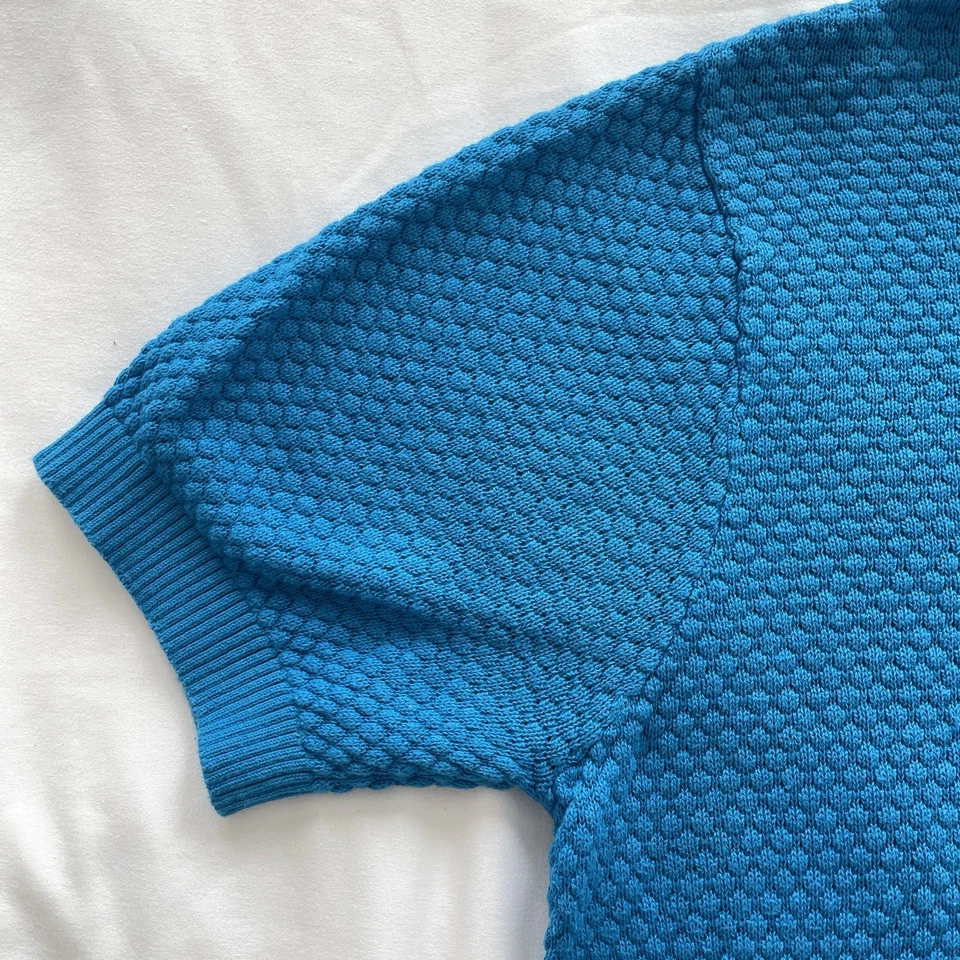 United Colors of Benetton Cotton Knit Short Sleeve Womens Sweater Top Blue Sz S - Image 4 of 4