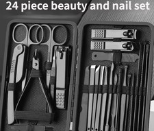 Nail Grooming Manicure Pedicure Kit Stainless Steel Clipper Set Case