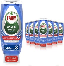 Fairy Max Power Washing Up Liquid, Antibacterial, 5L (630 ML X 8), Tea Tree