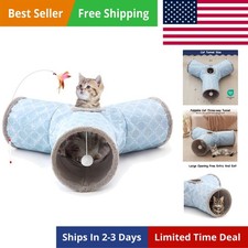 Cat Tunnels for Indoor Cats Fleece-Lined in for Warmth, Pet Tube Toys 3 Way C...