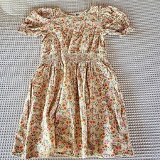 Cat  Jack Floral Print Dress Girls Size L 10/12 elastic waist Yellow Pink Red