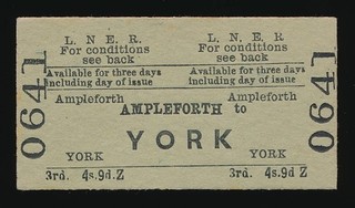 LONDON NORTH EASTERN RAILWAY TICKET 0641 AMPLEFORTH to YORK