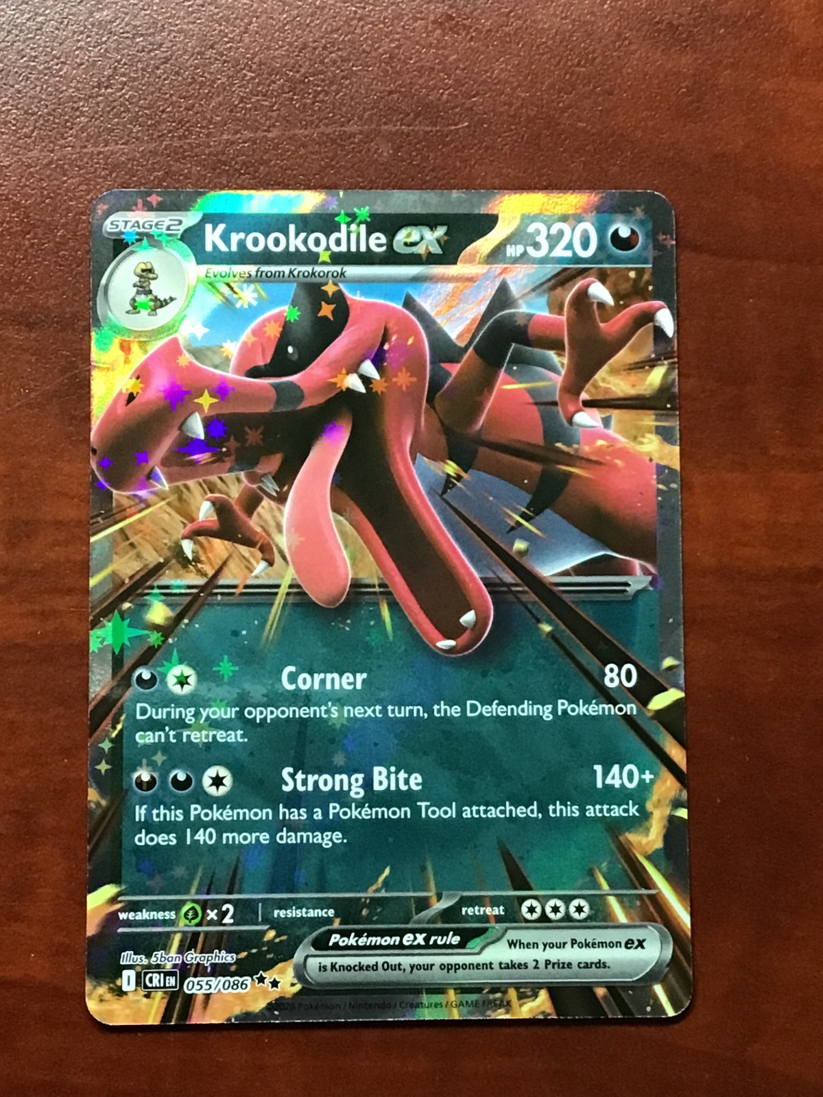 2025 Pokemon Crimson & Crimson Krookodile ex 055/086 Double Rare Holo NM
